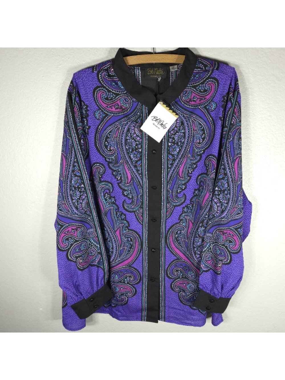 Bob Mackie Wearable Art Womens 3X Paisley Blouse Button Front Artsy Boho Top